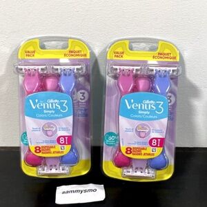 Gillette Venus Simply3 Disposable Razors for Women 8 Count, x2
